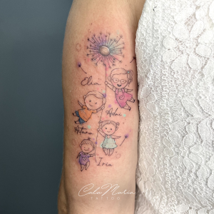 tattoo-niños-acuarela-sketch-fineline-tattootcolor-acuarelattattoo